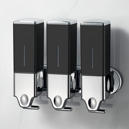 Three-Bottle Wall-Mounted Soap Dispenser Set with 16.91 oz 500 ml Source Capacity in Five Finish Options