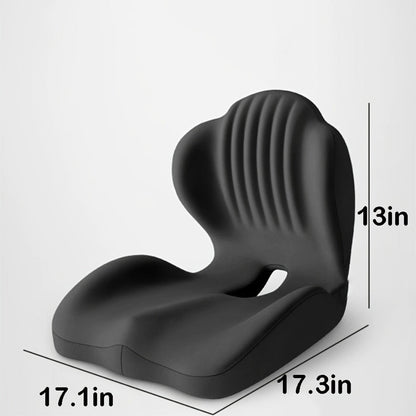 Contoured Seat Cushion with Hip and Lumbar Support Shape in Six Gray, Pink, Black, White or Green Styles