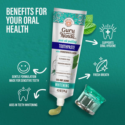 Hydroxyapatite Whitening Toothpaste Fluoride Free – Natural Teeth Whitening for Sensitive Teeth Stain Removal Fresh Breath Enamel Remineralization Support Daily Oral Care Non-Abrasive Clean Formula