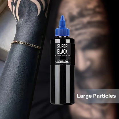 Tattoo Ink 8oz 240ml Single Black Bottle with Ultra-Dark Source Color Label and Large-Capacity Format