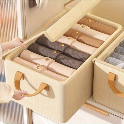Foldable Storage Box for Clothes & Pants – Collapsible Wardrobe Organizer Basket for Dormitory, Closet & Under-Bed Storage | Space-Saving Folding Bin in Gray, Denim Blue & Beige