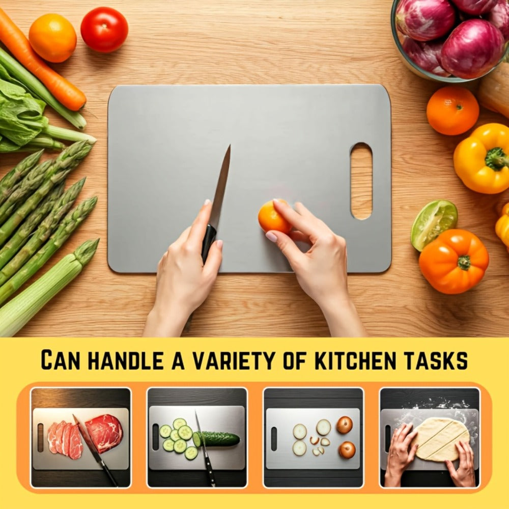 Stainless Steel Cutting Board Set 3-Piece, Premium Rust-Resistant BPA-Free Kitchen Cutting Boards, Durable Easy-to-Clean Space-Saving Nested Chopping Board Set for Meat Vegetables Fruit, Food Safe