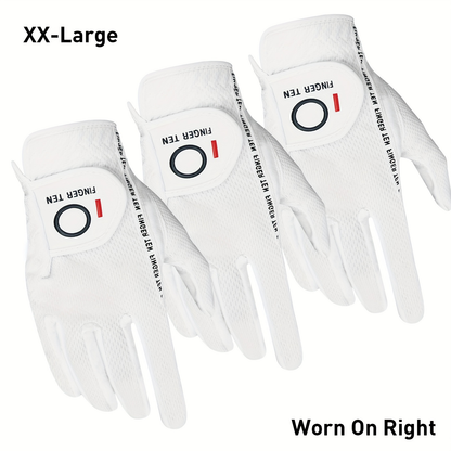Wet Weather Golf Gloves Rain Grip 3-Pack for Men | Breathable Water-Resistant Golf Gloves for Left & Right Hand – Durable Comfortable Fit in Hot & Wet Conditions (Black, Gray, White | S–3XL)