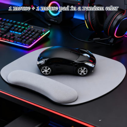 Novelty Car-Shaped Wired USB Optical Computer Mouse in Black or Red for Desktop and Laptop Use