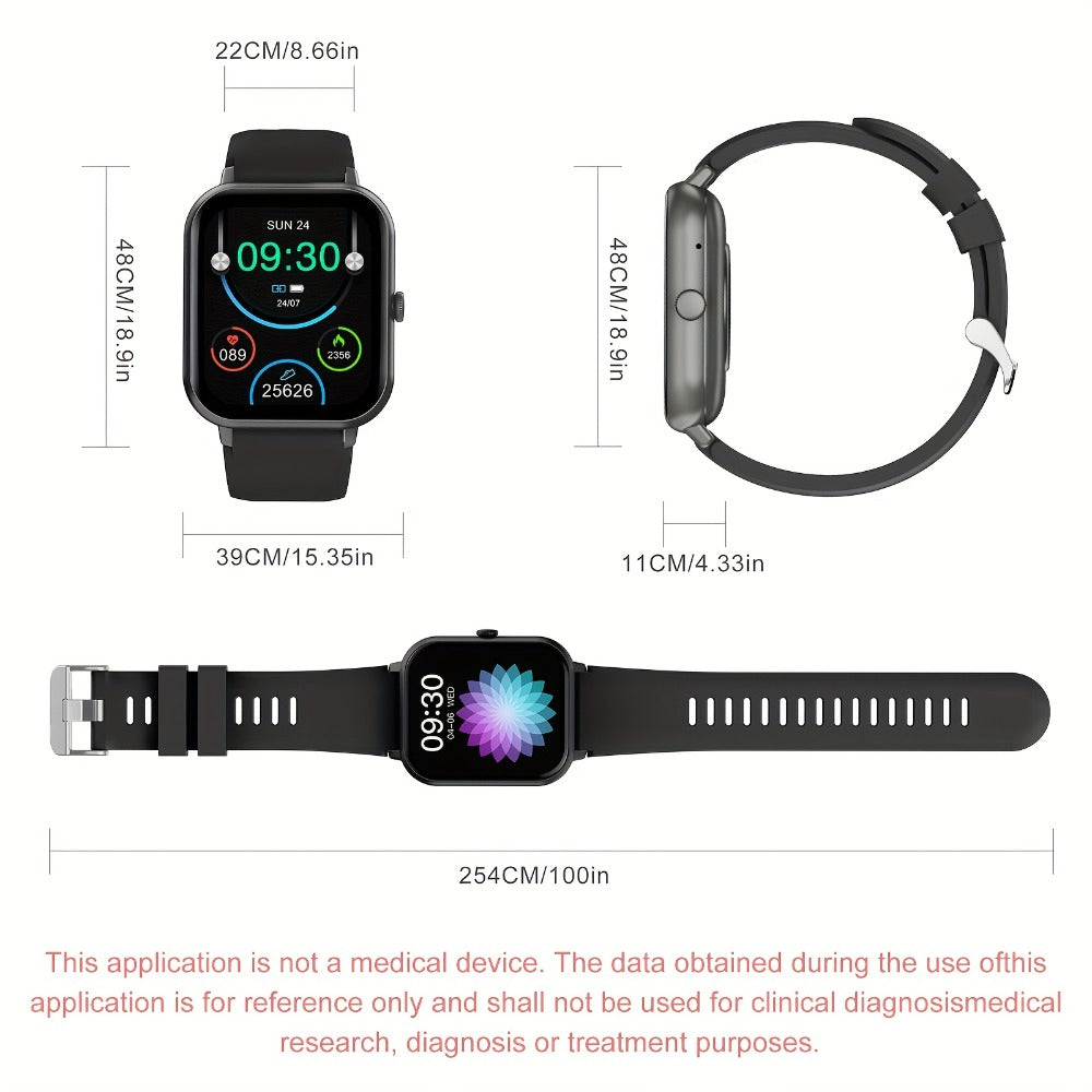 Smart Watch 1.83-Inch Full Touch Display with Bluetooth 5.2 Calling and Three Silicone Band Colors