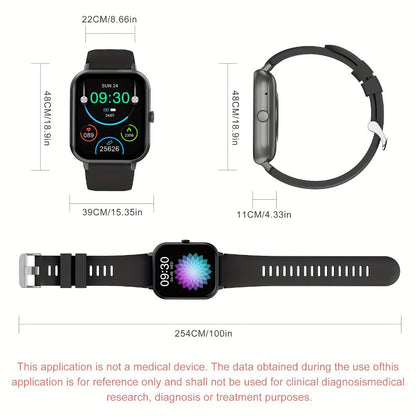 Smart Watch 1.83-Inch Full Touch Display with Bluetooth 5.2 Calling and Three Silicone Band Colors