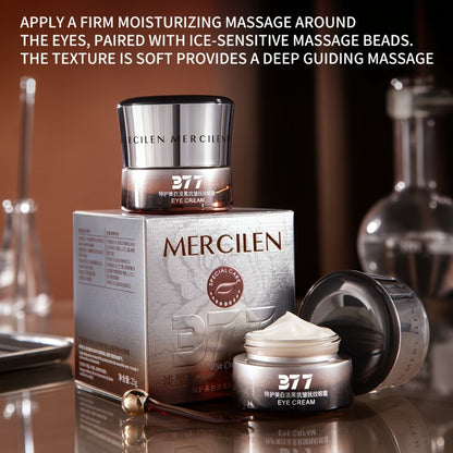 MERCILEN 377 Eye Cream, 25g Brown-and-Silver Cosmetic Jar with Included Metal Applicator Spoon