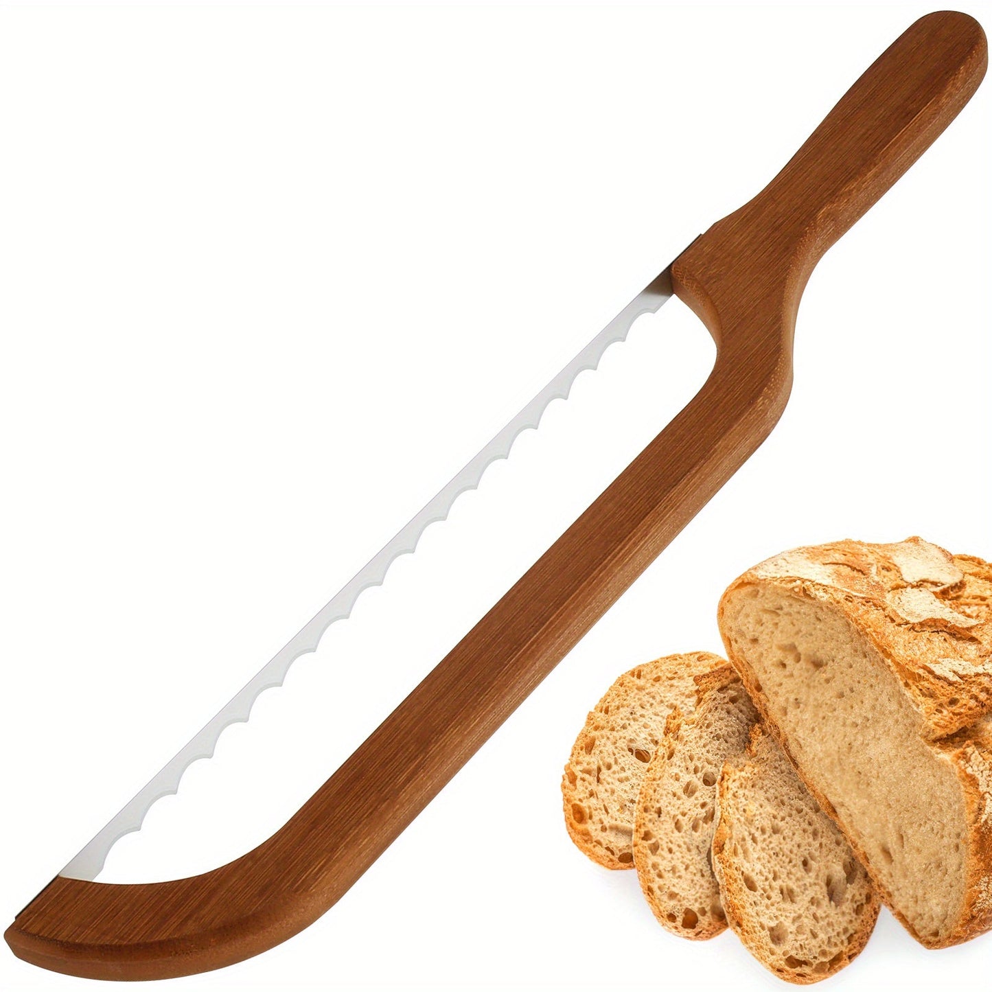 Serrated Bread Knife – 304 Stainless Steel Blade with Bamboo Handle, 15.7" Bread Slicer for Sourdough, Bagels, Baguettes & Homemade Loaves