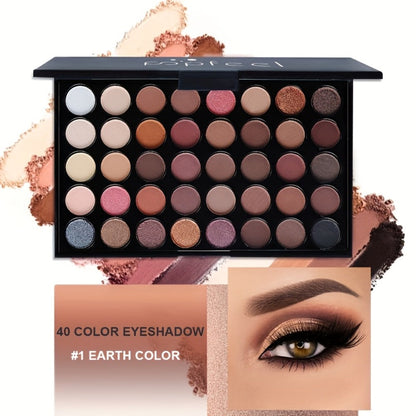 Makeup Kit with 40-Color Eyeshadow Palette, Mascara, Eyeliner, Eyebrow Pencil and Pink-Handled Brushes