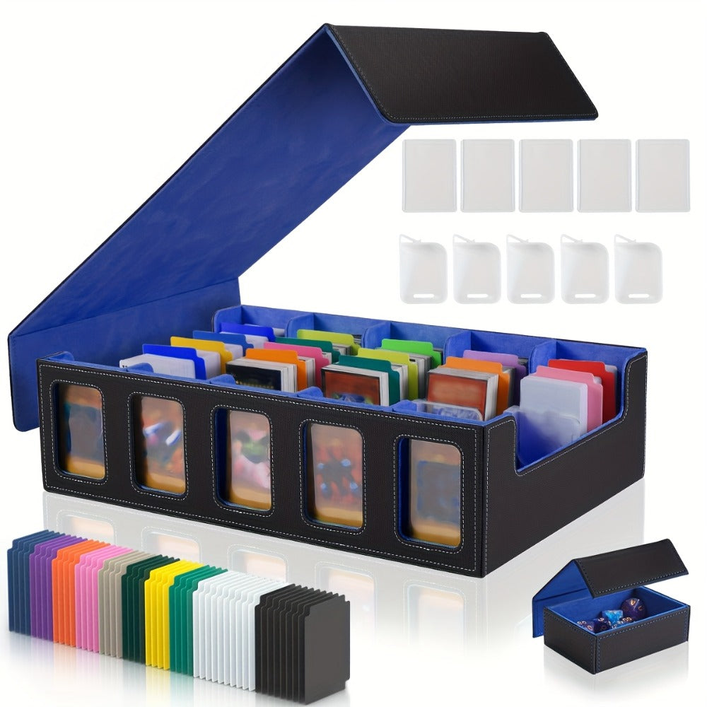 Front-Window Five-Row Collector Card Organizer with 24 Color Dividers, Five Clear Holders and Five Color Choices