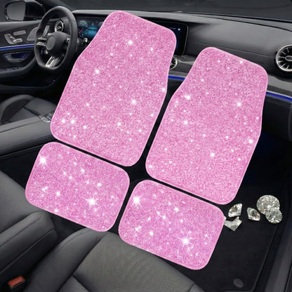 Crystal Bling Car Floor Mats for Women – Sparkling Diamond & Flash Glitter Universal Non-Slip Waterproof Auto Floor Pads, Fashionable Car Interior Accessory, 4/8pcs Set, Great Christmas Gift
