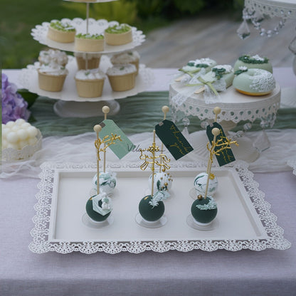 Cake Stand Set of 8 with Crystal Pendants 3-Tier Cupcake Tower Metal Dessert Display for Wedding Birthday Baby Shower Party Decor