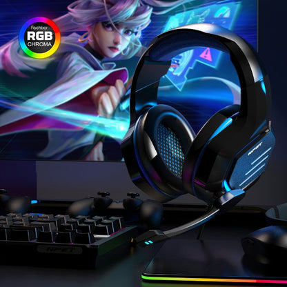 NPET Gaming Headset PS4 PS5 Xbox One PC Noise Cancelling Mic Stereo Over-Ear Headphones Blue LED Bass Surround Sound Soft Memory Earmuffs Wired 1-Pack 2-Pack Bundle
