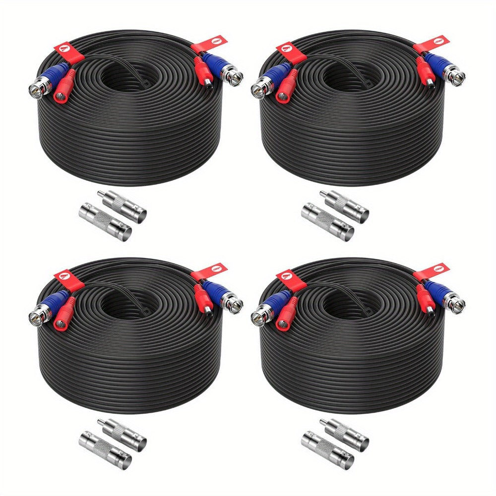CCTV BNC Cable 4-Pack 100ft 30M, ZOSI Video Power 2-in-1 Security Camera Cable with BNC Connector and DC Plug