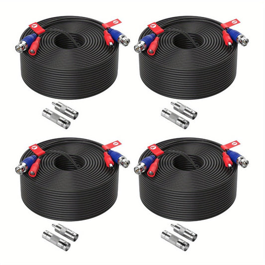 CCTV BNC Cable 4-Pack 100ft 30M, ZOSI Video Power 2-in-1 Security Camera Cable with BNC Connector and DC Plug, 100% Pure Copper, Plug and Play for DVR Security Surveillance System, Black