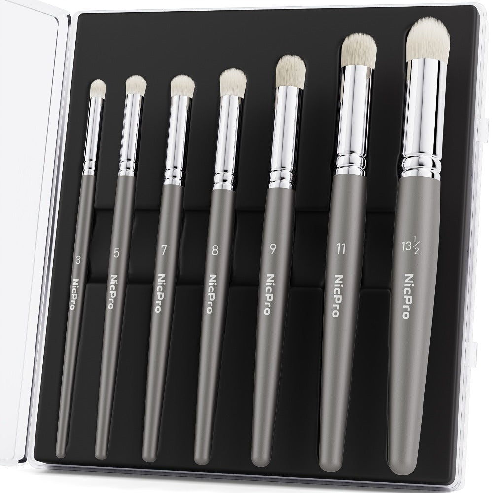 Dry Brush Set for Miniature Painting 7 Sizes – Professional Drybrush Kit with Storage Case | Hobby Detail Paint Brushes for Models Warhammer DnD Figures | Black & Gray | Gift for Hobbyists