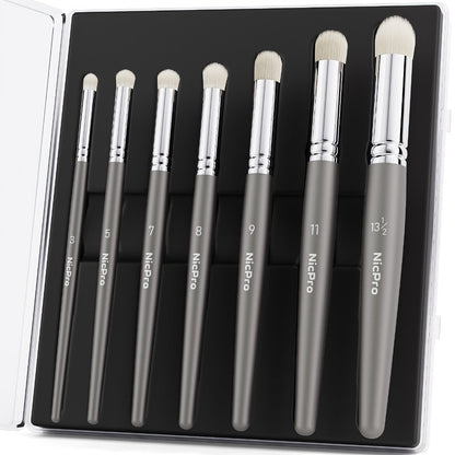 Dry Brush Set for Miniature Painting 7 Sizes – Professional Drybrush Kit with Storage Case | Hobby Detail Paint Brushes for Models Warhammer DnD Figures | Black & Gray | Gift for Hobbyists