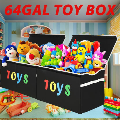 Collapsible Toy Storage Box with Lid, Side Handles and Two- or Four-Grid Divider Options for Playrooms