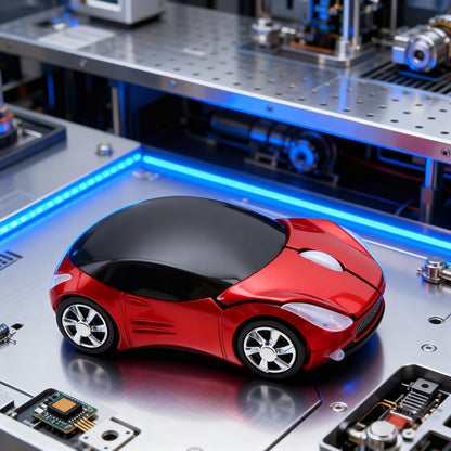 Novelty Car-Shaped Wired USB Optical Computer Mouse in Black or Red for Desktop and Laptop Use