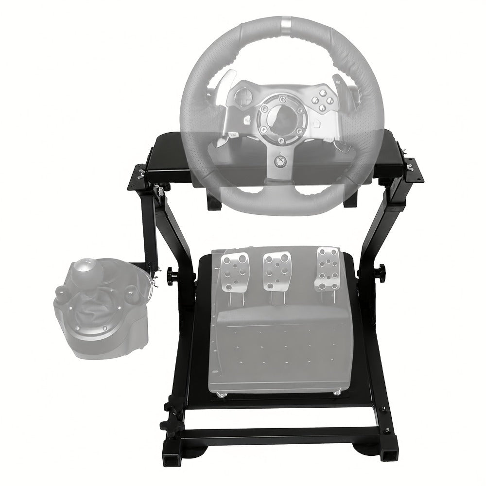 Racing Wheel Stand Height Adjustable 22"-30" Steel Driving Simulator Cockpit – Compatible with Logitech G25 G27 G29 G920, Thrustmaster T300RS TX T500RS & All Fanatec Wheels, Includes Gear Shifter Mount