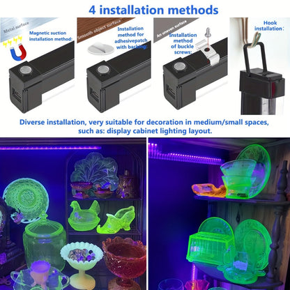 Compact USB UV Black-Light Bar Set with Pictured LED Rows, Inline Controls and 5-, 6-, 7- or 8-Pack Options