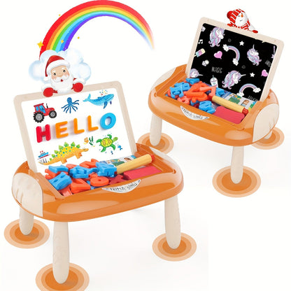 Double-Sided Kids Drawing Easel with Foldable Tabletop Stand, Chalkboard, Whiteboard and Six Color Options