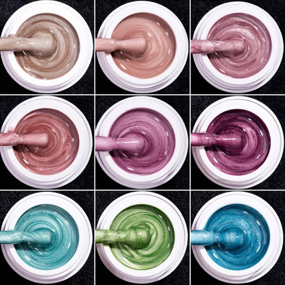 Nine-Color Cat Eye Gel Polish Jar Set with MORDDA Flower Order Shades and Included Magnetic Tool