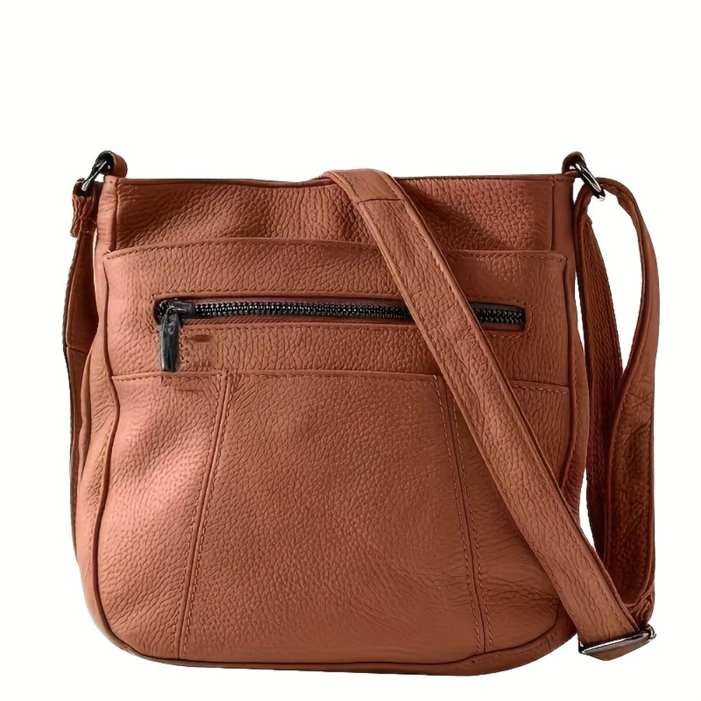 Genuine Leather Messenger Bag for Men Women Anti-Theft Zipper Multi-Pocket Shoulder Crossbody Bag Laptop Organizer Spacious Handbag Purse for Work School Travel Daily Commute 8 Colors