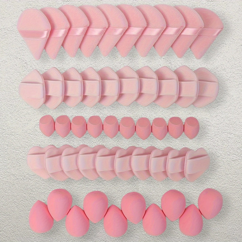 50-Piece Makeup Sponge and Cushion Puff Set with Mixed Shapes for Foundation, Concealer and Powder Blending