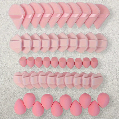 50-Piece Makeup Sponge and Cushion Puff Set with Mixed Shapes for Foundation, Concealer and Powder Blending