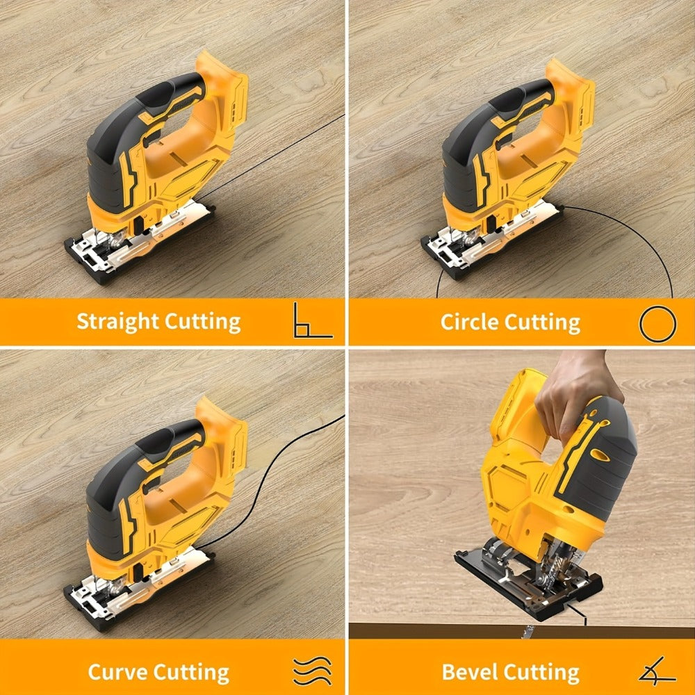 Cordless Jigsaw Compatible with Dewalt 20V Battery – LED Work Light, 0°-45° Bevel, 3 Orbital Settings for Straight Curved & Circular Cuts