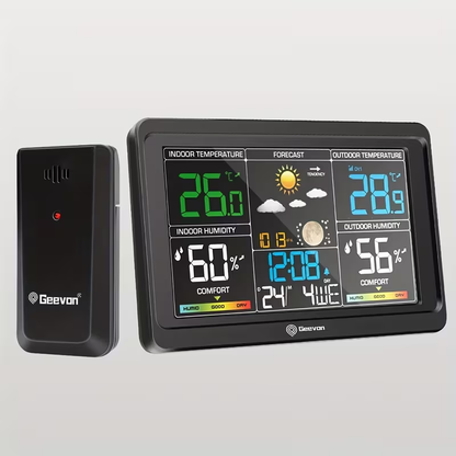 Wireless Indoor and Outdoor Weather Station with Color LCD, Remote Sensor, Barometer and Moon Phase
