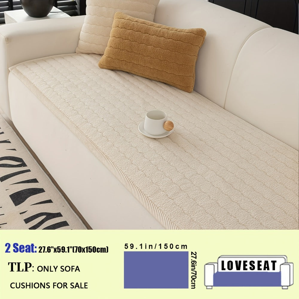 Sofa Cover Bohemian Short-Plush Quilted Panels for Armrest, Backrest and 2 to Large 4-Seater Sofas