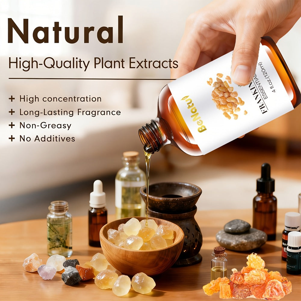 120ml Essential Oil Bottle with Frankincense, Lemon, Lemongrass or Rosemary Labels and 1- or 2-Bottle Options