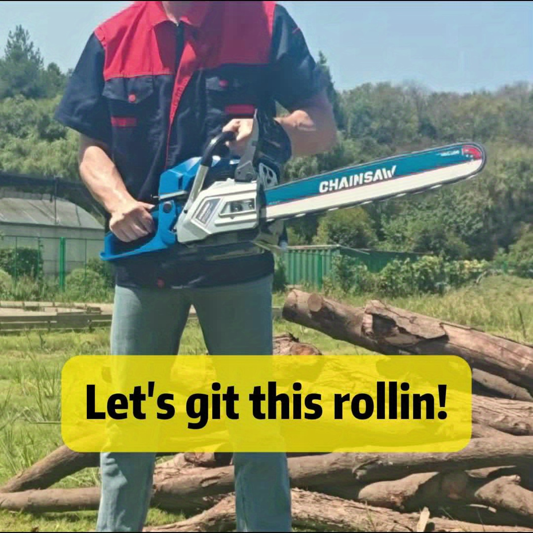 62CC 20-Inch Gas Chainsaw Kit in Five Colors with Bar Cover, Tool Pouch and Fuel Container