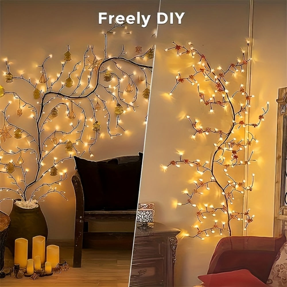 String Lights, 96-LED Bendable Willow Branch Fairy Lights with USB Power, Remote Control and Eight Indoor Modes