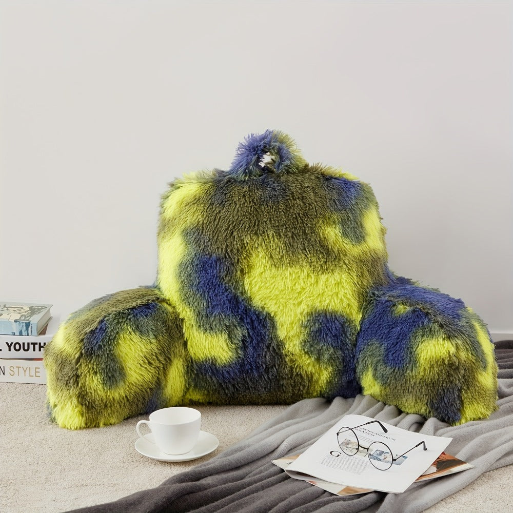 Reading Pillow with Arms - Camo Tie-Dye Plush Backrest Pillow for Bed, Sit-Up Support for Reading