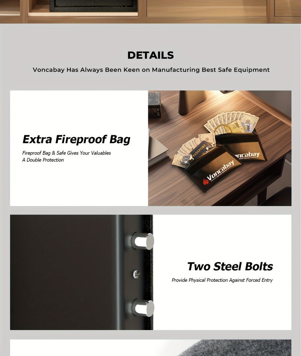 Home Security Safe Box with Sensor Light & Fireproof Bag – Digital Keypad Lock Box with Backup Keys for Cash, Jewelry & Valuables – Wall, Floor & Closet Mountable Safe (Multiple Sizes & Colors)