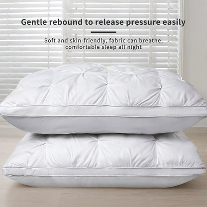 Bed Pillow Set of 2 with Quilted Woven Covers, Zippered Loft Access and Five Color Options