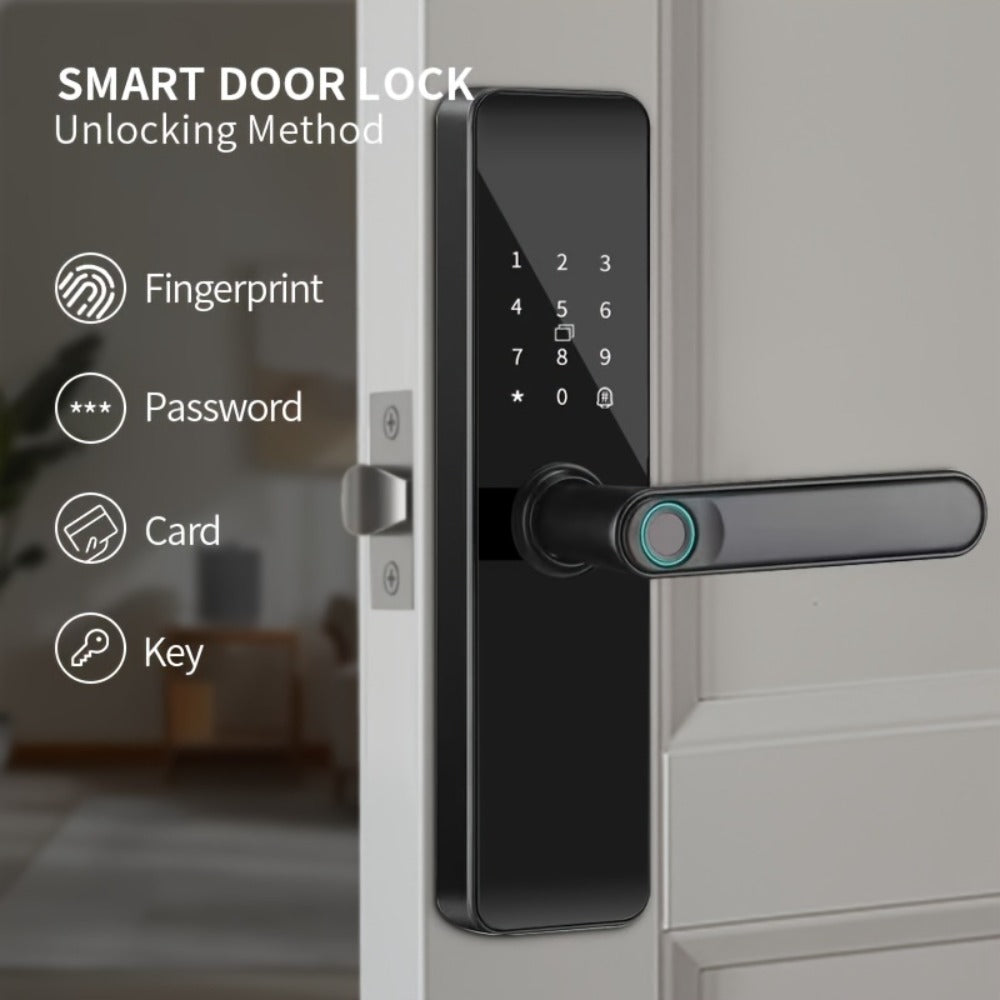 Fingerprint Smart Door Lock with WiFi App Keypad – 4-in-1 & 7-in-1 Keyless Entry, Wide-Angle Camera Option, Cat Eye Style, No Key Needed, for Home Rental Airbnb Office Hotel, iOS Android, Black
