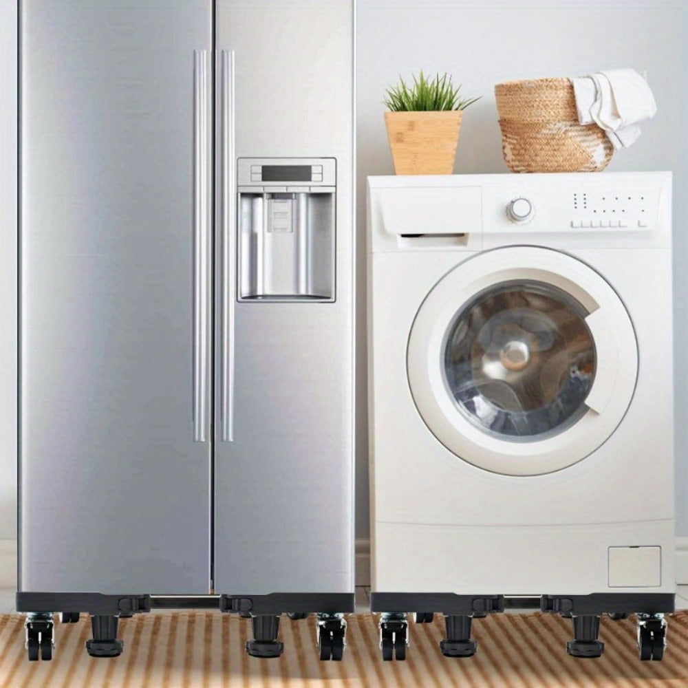 Adjustable Appliance Base Stand in Gray with Four Locking Swivel Wheels, Four Feet and 45.5–70 cm Range