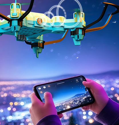 Watch-Controlled Mini RC Drone with Two Rechargeable Batteries in Blue, Green or Black for Indoor Flight
