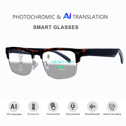 Smart Glasses 160-Language Translation Eyewear with Open-Ear Audio and 19 Photochromic Frame Options