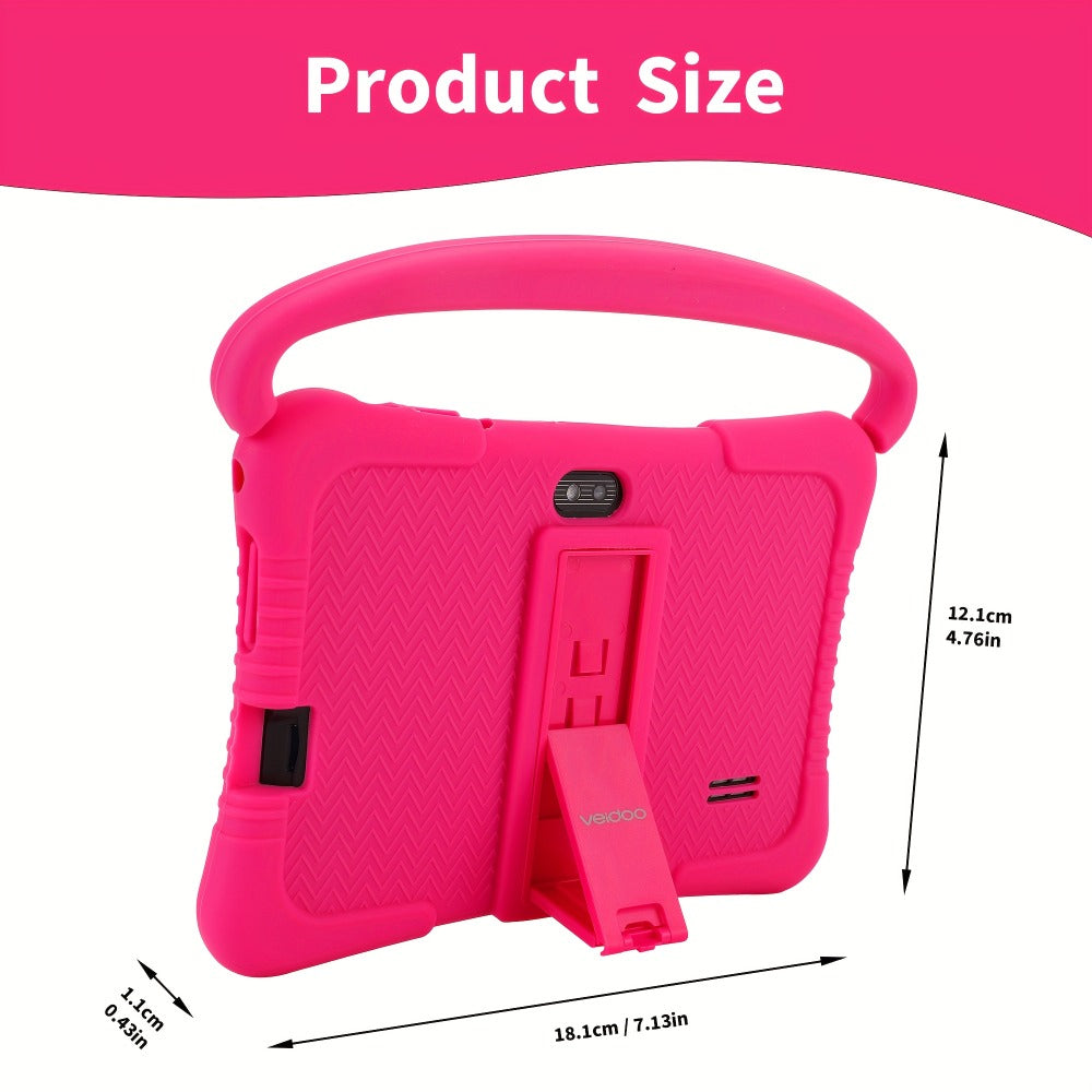 Kids Tablet 7 Inch Android 2GB RAM 16GB with Eye Protection Screen, Dual Camera, Silicone Case & Parental Controls – WiFi Learning Tablet Gift for Boys & Girls Ages 3-10, Pink / Light Blue