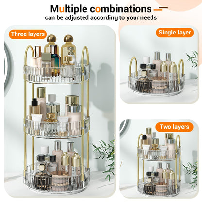 Rotating Multi-Level Makeup Organizer with Detachable Trays and 12 Exact Color-and-Layer Options