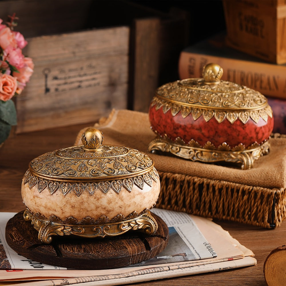 Jewelry Organizer Ornate Lidded Storage Box in Red, White or Blue for Rings, Earrings and Bracelets
