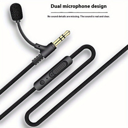 3.5 mm Male-to-Male AUX Audio Cable, 59.06 Inch Cord with Inline Volume Control and Dual Mini Microphones