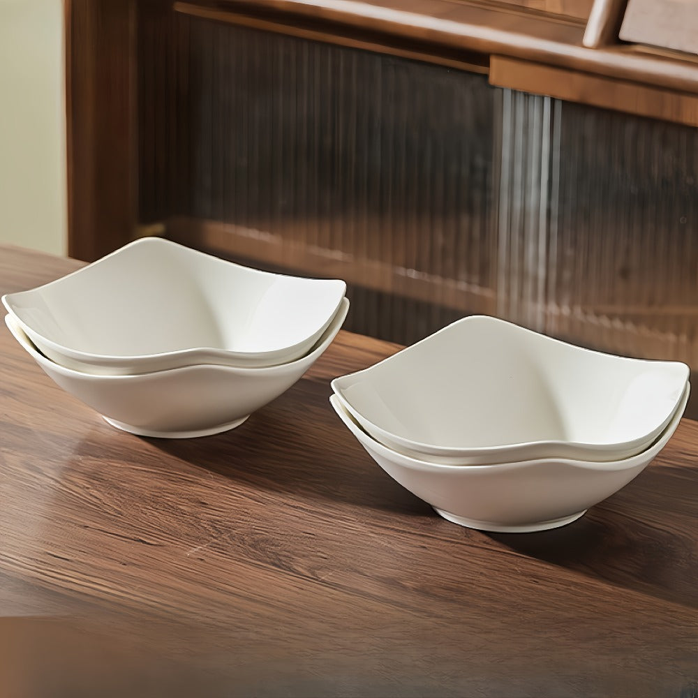 White Bowl and Plate Set in 4-, 8- or 16-Piece Configurations for Picnics, Parties and Everyday Serving