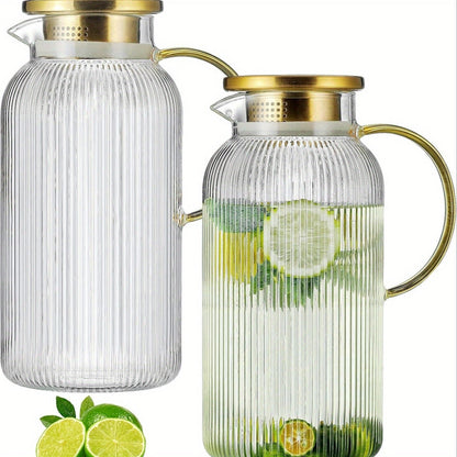 Ribbed 68-Ounce Glass Pitcher Set in Two- or Four-Pitcher Packs or Two Pitchers with Two Cups