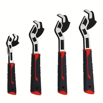 Four-Piece Self-Adjusting Wrench Set in 6-, 8-, 10- and 12-Inch Sizes with Cr-V Material Marking